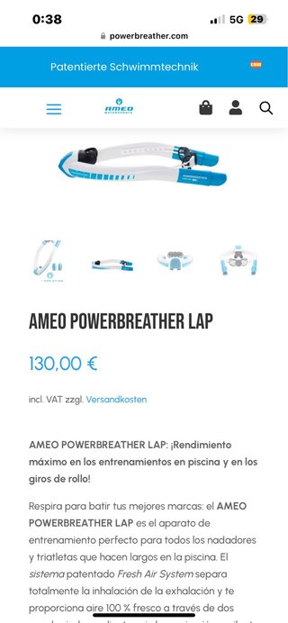 Tubo doble natación snorkel powerbreather .