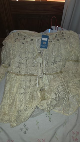 Vestido de verano beige y dorado talla única