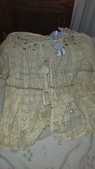 Vestido de verano beige y dorado talla única
