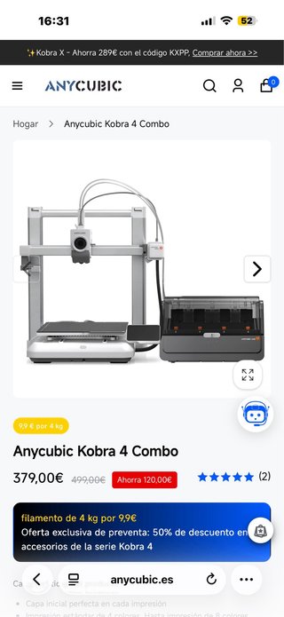 Impresora 3D Anycubic Kobra 4 Combo