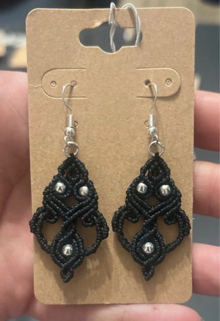Pendientes Macramé negro y plateado