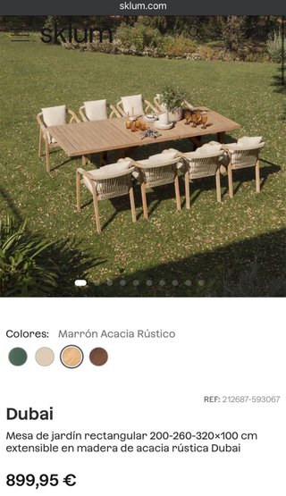 Mesa extensible madera Sklum Dubai de 2m a 3,2m