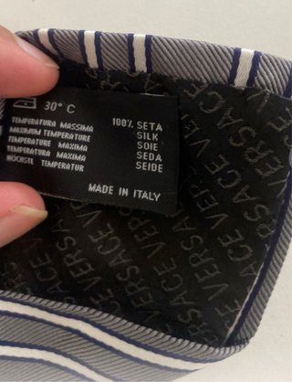 Corbata Versace Seda Rayas Grises y Blancas