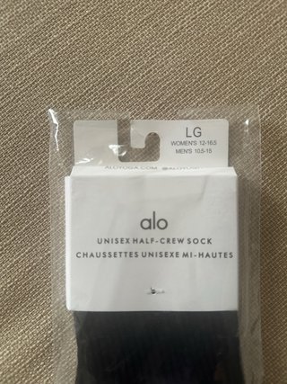 Alo Unisex Half-Crew Socks LG Black