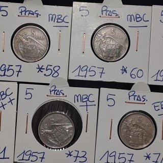 Lote 5 Pesetas 1957