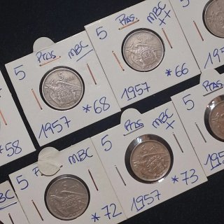Lote 5 Pesetas 1957