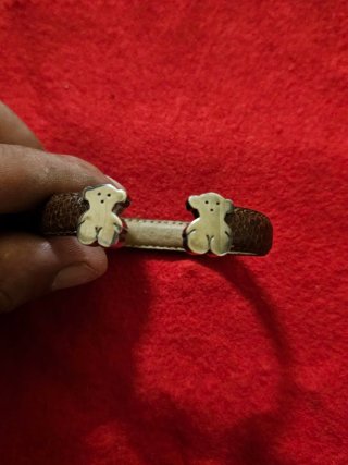 Pulsera Tous Oso Plata 925 y Cuero Marrón