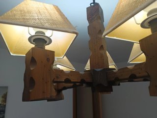 Lámpara de madera rústica. Leds incluidos