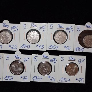 Lote 5 Pesetas 1957