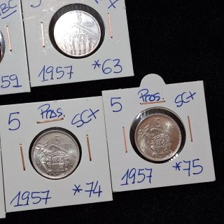 Lote 7 monedas 5 Pesetas 1957