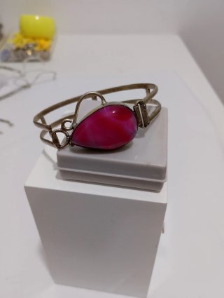 Bracciale Anni '80 Agata Magenta