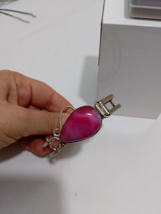 Bracciale Anni '80 Agata Magenta