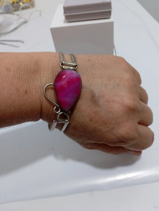 Bracciale Anni '80 Agata Magenta
