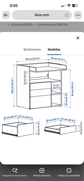 Cambiador Bebé Ikea con Cajones