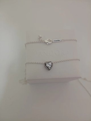 Collar Pandora Corazón Brillante Plata