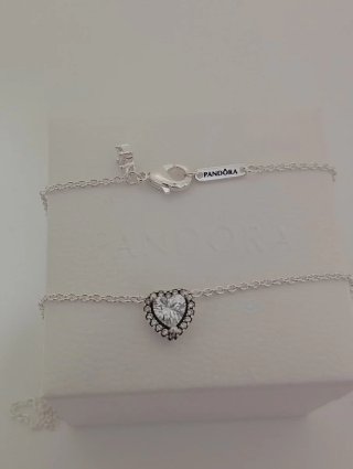 Collar Pandora Corazón Brillante Plata