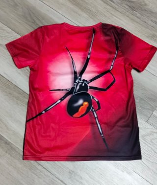 T-shirt rossa con stampa ragno