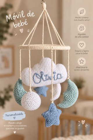 Móvil cuna bebé personalizado