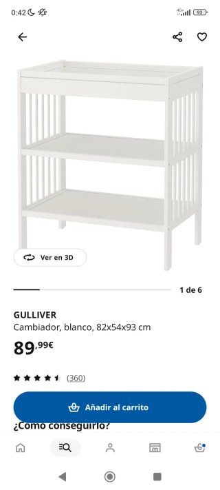 Cambiador Bebé + accesorios Gulliver IKEA Blanco