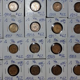 Lote de 36 monedas 1 peseta 1953 *62