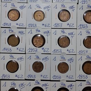 Lote de 36 monedas 1 peseta 1953 *62