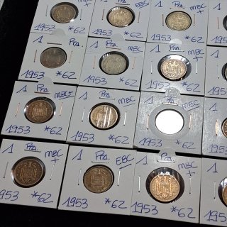 Lote de 36 monedas 1 peseta 1953 *62
