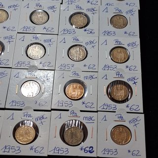 Lote de 36 monedas 1 peseta 1953 *62
