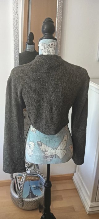 E178-Jersey cropped gris con abalorios strass