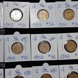 Lote de monedas 1 Peseta 1953 56*