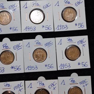 Lote de monedas 1 Peseta 1953 56*