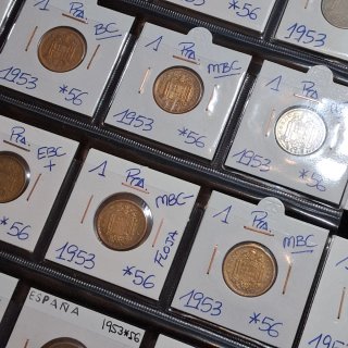 Lote de monedas 1 Peseta 1953 56*