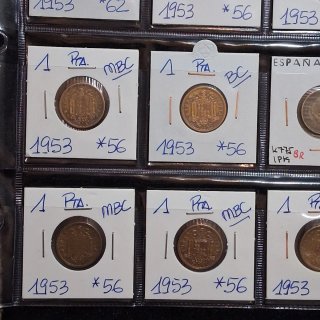 Lote de monedas 1 Peseta 1953 56*