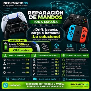 Reparación mandos PS5 PS4 Xbox Switch Joy-Con | Es