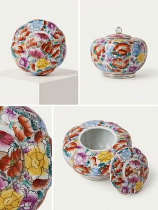 Jarrón de porcelana con flores