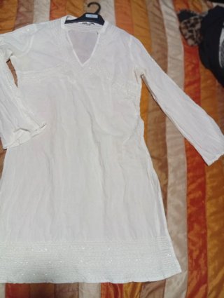 Túnica Ibicenca Boho Blanca Talla L
