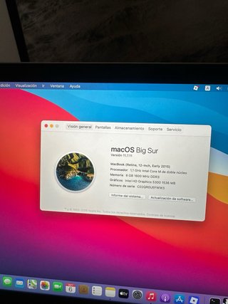 Apple MacBook macOS Big Sur retina 12 pulgadas