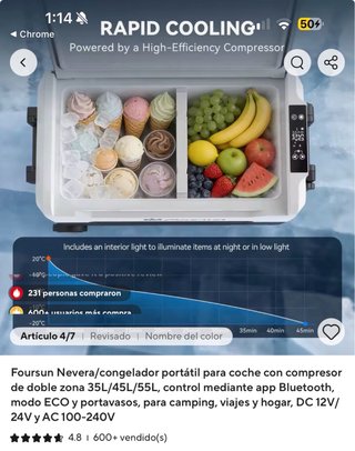 Nevera Portátil 55L compresor