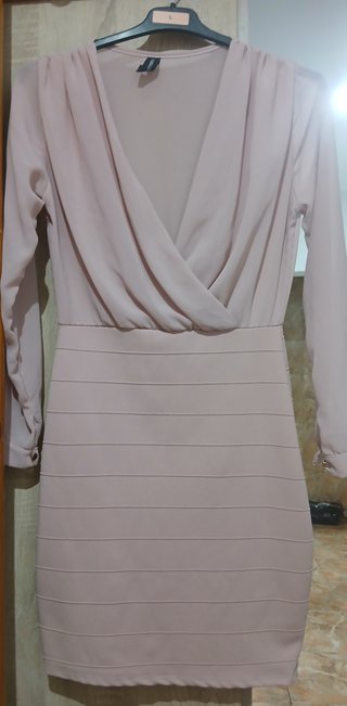 Vestido rosa manga larga talla L