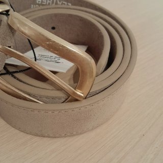 Cinturón Mujer Beige 95cm Hebilla Dorada