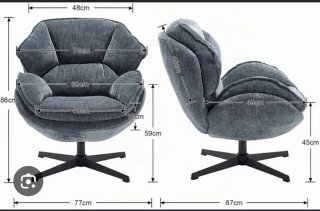 Sillón XL giratorio 360° azul/gris grafito ¡NUEVO!
