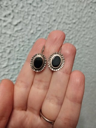 Pendientes Plata Ley Ónix Ovalados
