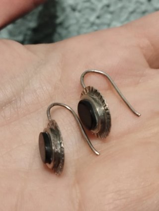 Pendientes Plata Ley Ónix Ovalados