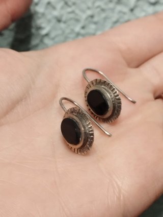 Pendientes Plata Ley Ónix Ovalados