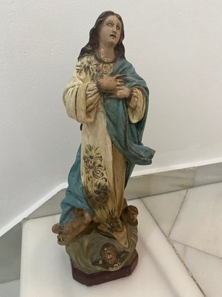 Escultura Inmaculada Antigua Estuco