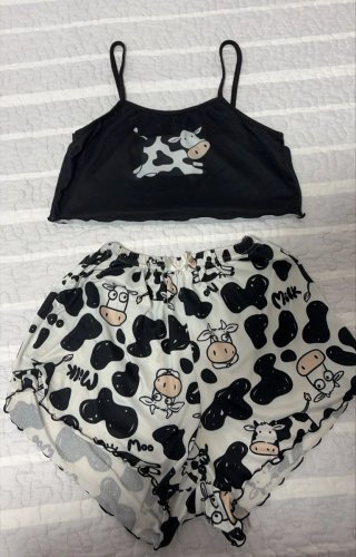Pijama corto estampado vaca