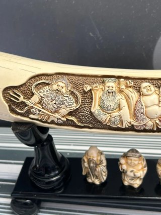 Escultura decorativa curvada tallada a mano vintag