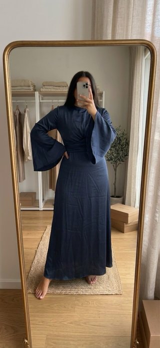 Vestido azul manga acampanada talla L