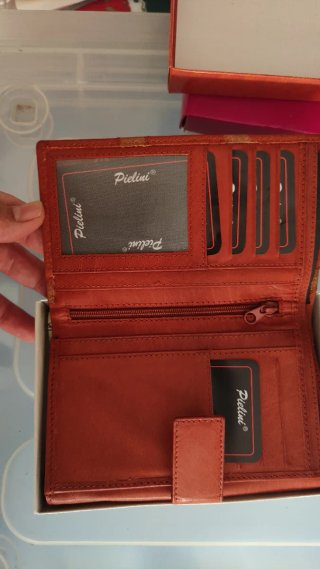 Cartera Pielini Señora Piel Roja y Marrón