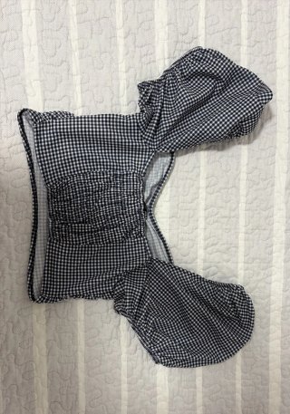Blusa cuadros vichy manga abullonada
