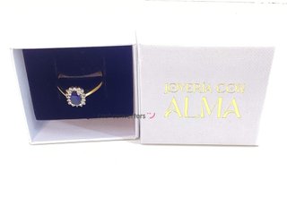 anillo oro 18k con piedra con diamante,zafiro